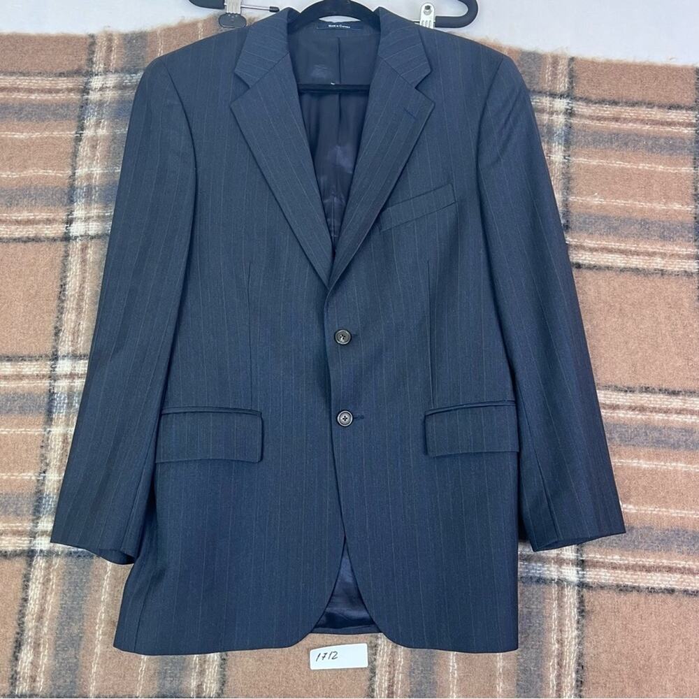 Ralph Lauren Sport Coat Mens 39R 100% Wool Charcoal and Blue Striped - Picture 11 of 13